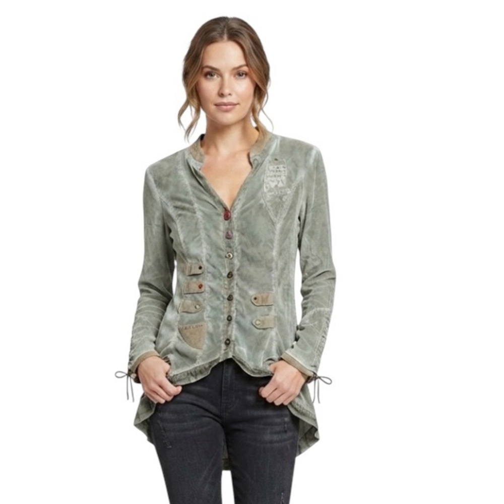 Elisa Cavaletti Club Jacket Sz S Mineral Wash Gray Fairycore Boho Cos Play Chic
